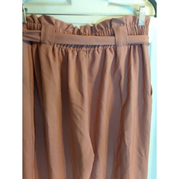 Grace Karen Pants Blush/ Pink Paperbag Waist Cropped Tie Ankles Belt Sz XL - Picture 5 of 10